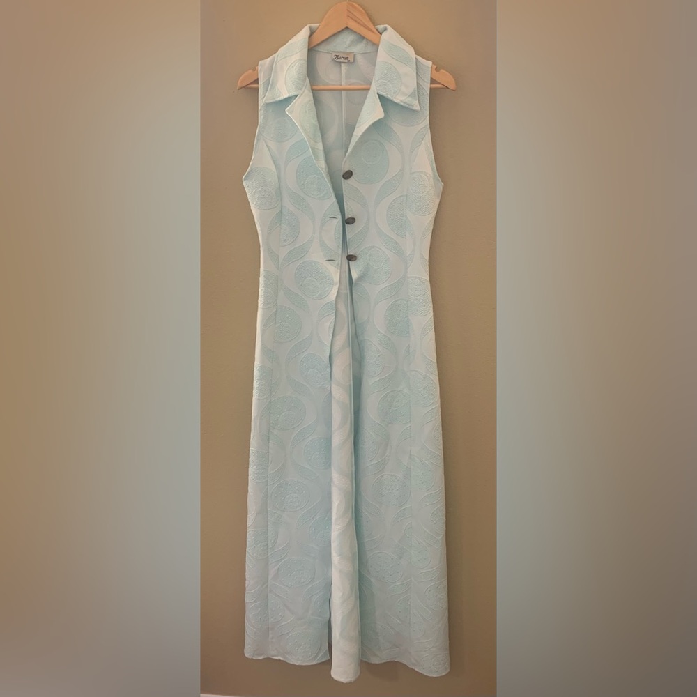 Sleeveless Light Blue/Mint Green Maxi Dress